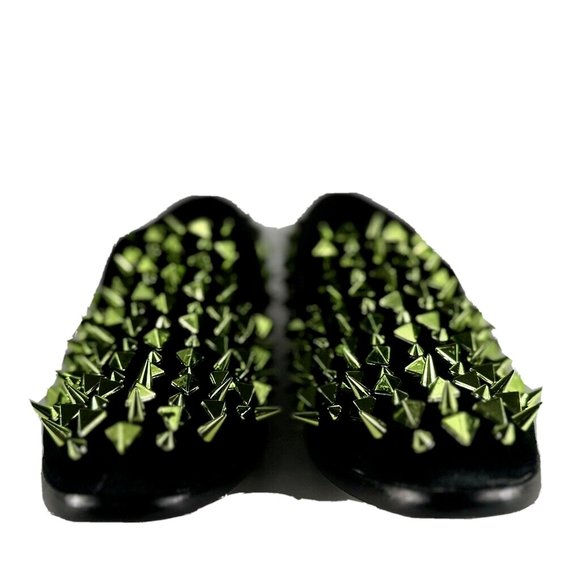 Amali Men\'s Slip-on Smoking Loafer Shoes Black Green Spikes Sizes 8.5 - 13 main image 10